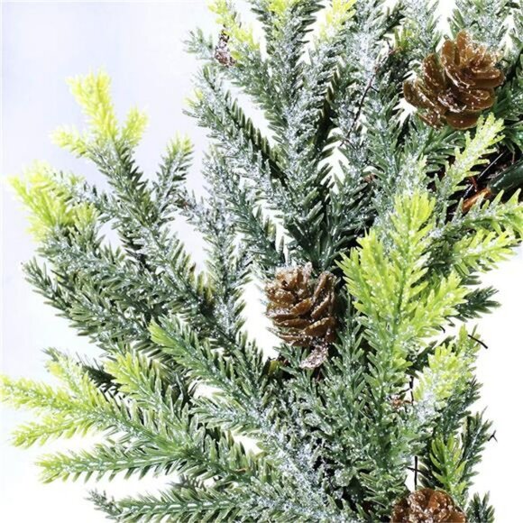 4 pcs Artificial Frosted Cedar and Pine Cone Candle Ring Christmas Candle Holder - Picture 3 of 7